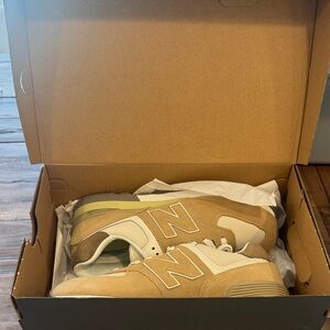 New Balance Beige and Off-White Sneakers